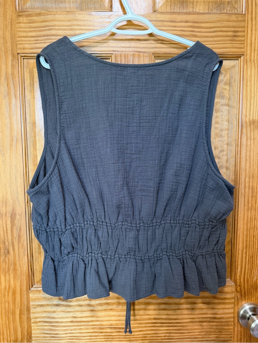 Aerie 100% Cotton Charcoal Gray Tie-Front Top- Size XXL - Picture 5 of 5
